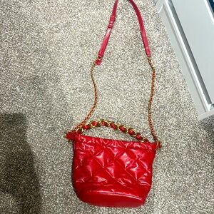 Red Quilted Shoulder Bag